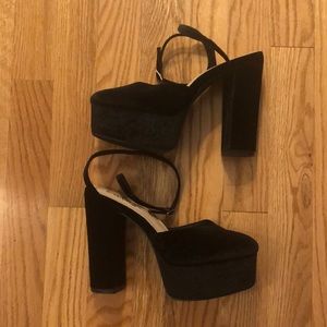 Lulus Black Velvet Platform Pumps